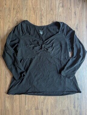 Torrid 3 Black Knot-Detail Long Sleeve Top